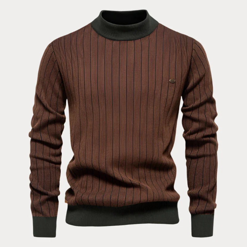 Kunming Striped Mock Neck Sweatshirt