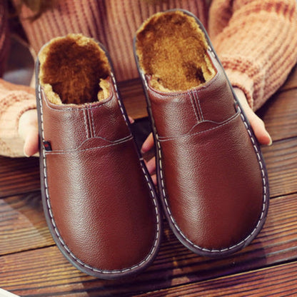 Dylan - Waterproof Brown Leather Slippers for Men